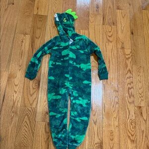 Cozy Green Dino Kids Footie Pajamas